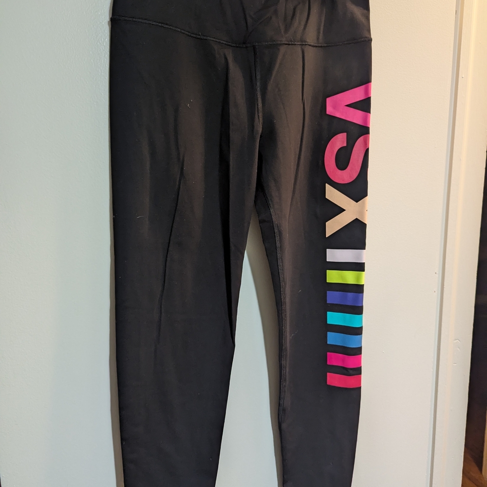 Victoria's Secret VSX Sport Black Knockout Tight With Colorful Side Logo